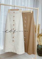 Chân váy nút bọc linen Cói Design