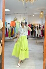 Áo Thêu hoa cổ sơ mi phối dây linen tưng premium Cói