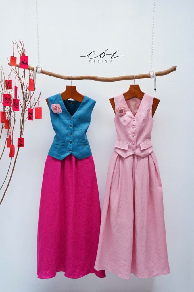 Chân váy xếp ly dáng dài Linen tưng premium Cói Design