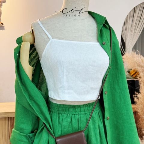 Áo 2 dây croptop Linen tưng premium Cói Design