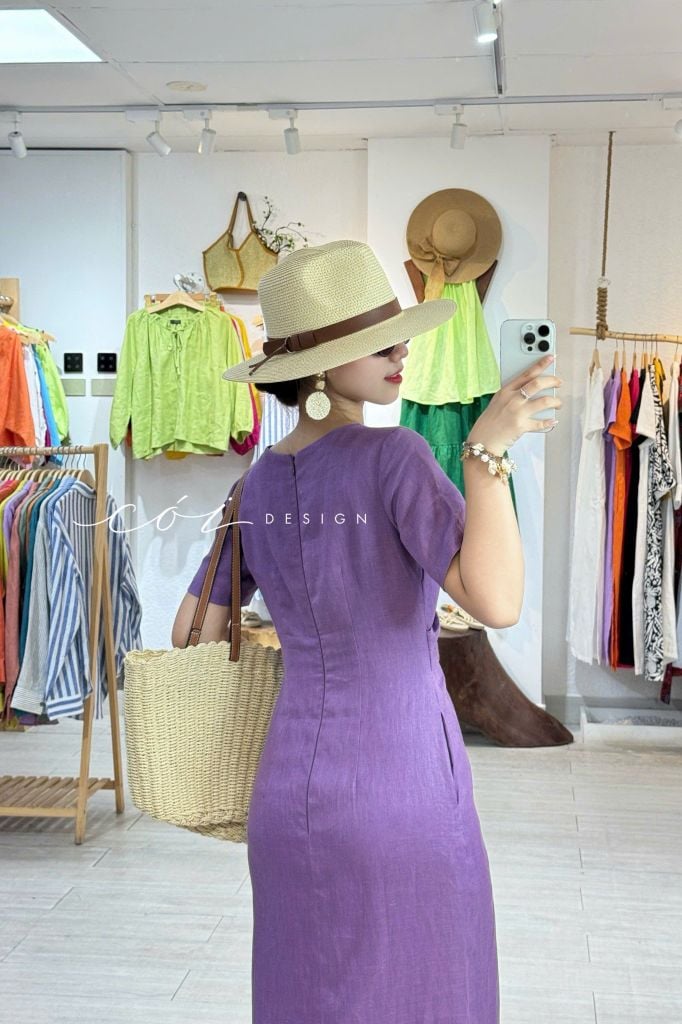 Đầm chéo eo linen tưng premium Cói Design