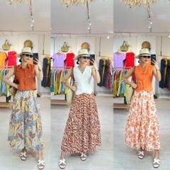 Chân váy tầng Linen tưng premium Cói Design