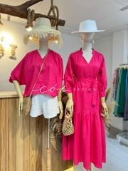Áo nút bọc cổ V Linen tưng premium Cói Design