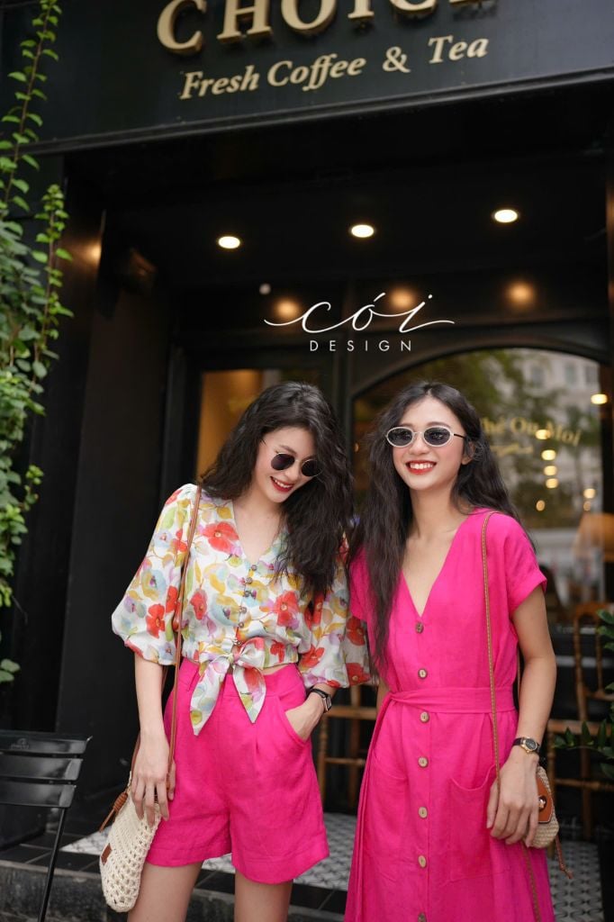 Áo croptop tay bí phối dây linen Cói Design