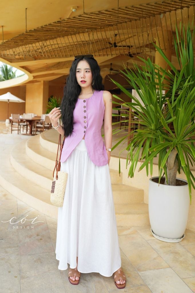Chân váy xếp nhún linen tưng premium Cói Design