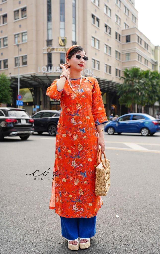 Set Áo Dài Sắc Xuân kèm quần suông Cói Design