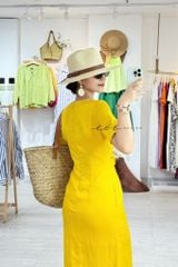 Đầm chéo eo linen tưng premium Cói Design