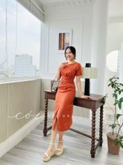 Đầm chéo eo linen tưng premium Cói Design