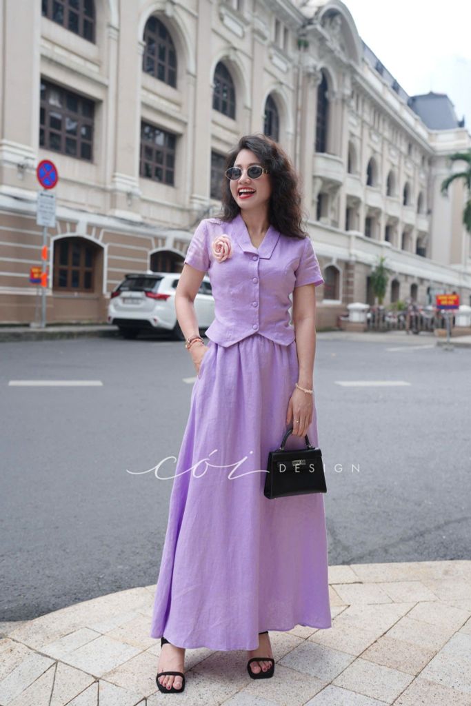 Áo cổ cánh én tay ngắn Linen tưng premium Cói Desgin