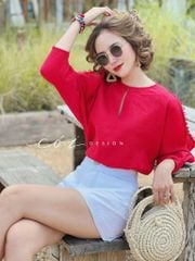 Áo nút bọc xẻ vai linen tưng premium Cói Design
