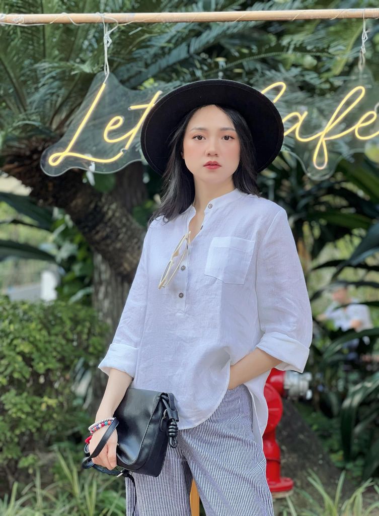 Áo cổ trụ lệch vạt tay dài Linen tưng premium Cói Design