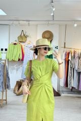 Đầm chéo eo linen tưng premium Cói Design