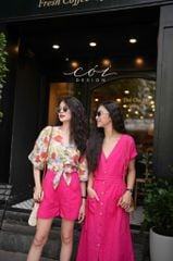 Áo croptop tay bí phối dây linen Cói Design