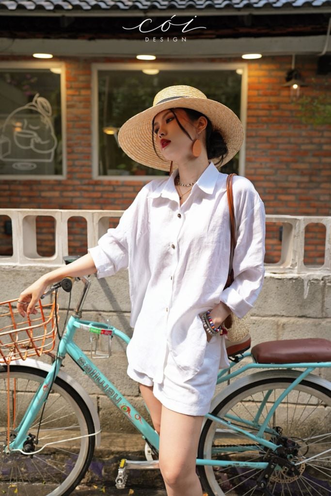 Áo sơ mi suông linen tưng premium Cói Design