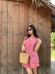 Set linen nút bọc sát nách Cói Design