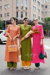 Áo dài thêu tay Song Hoa Linen tưng premium Cói Design