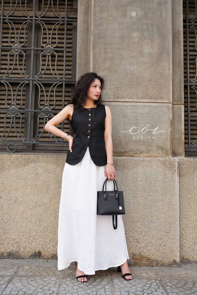 Chân váy suông lưng thun linen tưng Cói Design