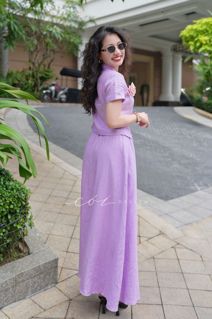 Chân váy suông lưng thun linen tưng Cói Design