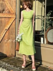Đầm linen rút túi sát nách Cói Design
