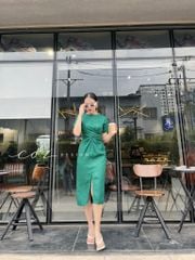 Đầm chéo eo linen tưng premium Cói Design