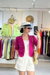 Áo croptop cổ vest thiết kế nơ Linen tưng premium Cói Design