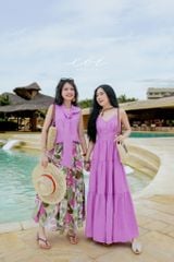 Đầm 2 dây cổ tim nút bọc Linen tưng premium Cói Design