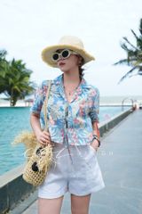 Áo danton thắt nơ linen tưng premium Cói Design