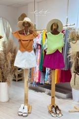 Áo sát nách cổ tròn phối nơ Linen tưng premium Cói Design