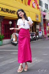 Chân váy rút dây linen tưng premium Cói Design