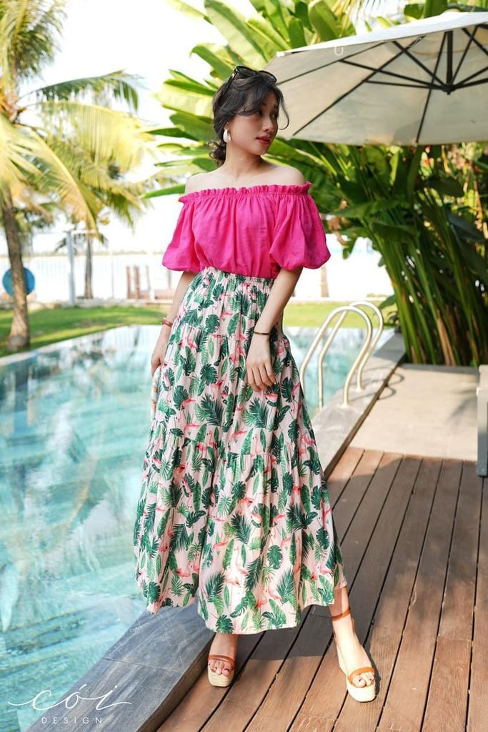 Áo xếp nhún bẹt vai Linen tưng premium Cói Design