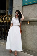 Set chân váy croptop Cotton Thêu Hoa Cói Design