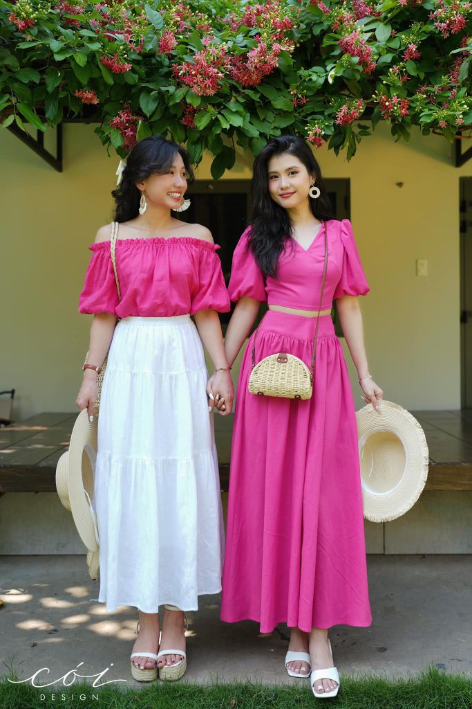 Áo xếp nhún bẹt vai Linen tưng premium Cói Design