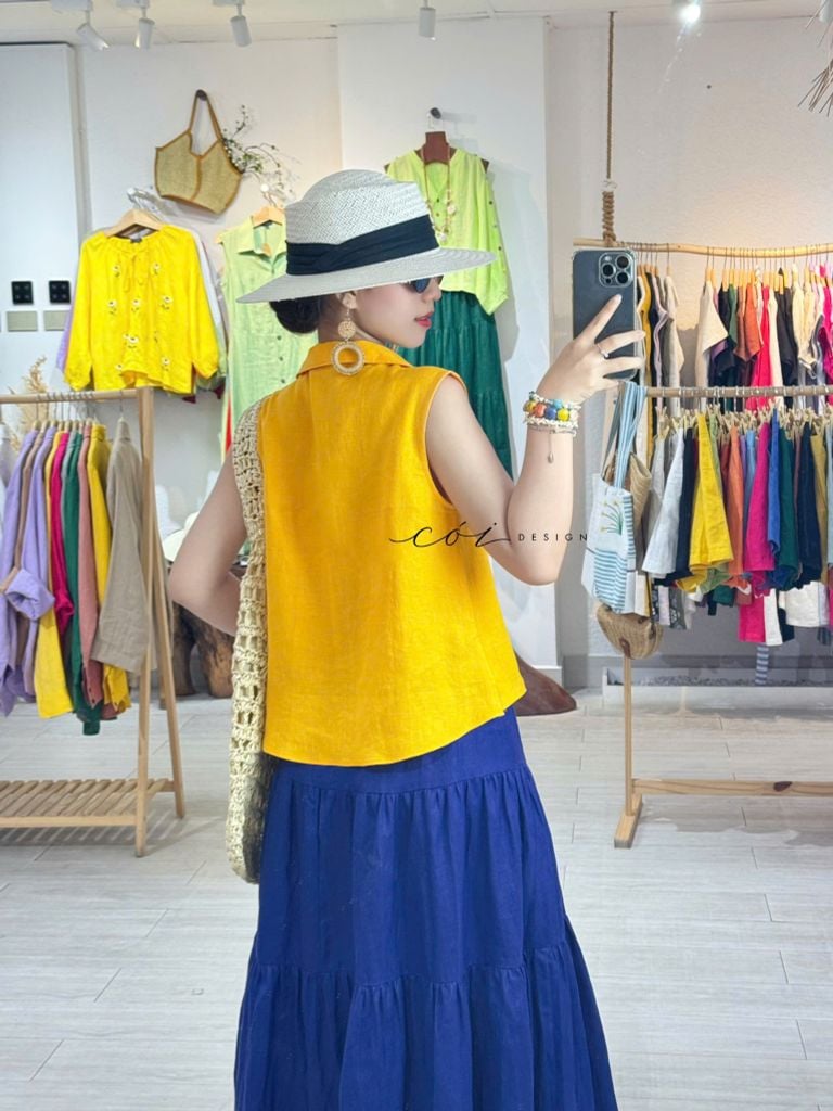 Chân váy tầng Linen tưng premium Cói Design