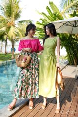 Áo xếp nhún bẹt vai Linen tưng premium Cói Design