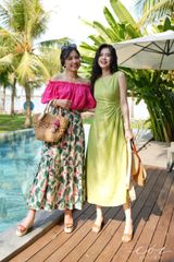 Áo xếp nhún bẹt vai Linen tưng premium Cói Design