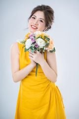 Đầm linen rút túi sát nách Cói Design