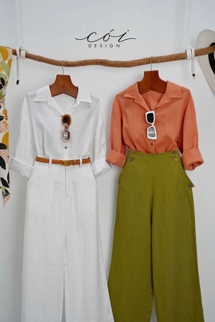 Áo sơ mi suông linen tưng premium Cói Design