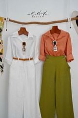Áo sơ mi suông linen tưng premium Cói Design