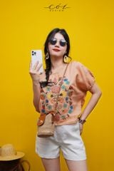 Áo linen thêu cánh dơi Cói Design