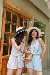 Áo sát nách cổ sơ mi phối dây Linen tưng premium Cói Design