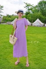 Đầm suông cổ tròn đan dây lưng Linen tưng premium Cói Design
