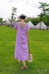 Đầm suông cổ tròn đan dây lưng Linen tưng premium Cói Design