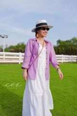 Đầm 2 dây cổ tim nút bọc Linen tưng premium Cói Design