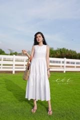 Đầm sát nách trơn tầng Linen tưng premium Cói Design