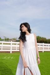 Đầm sát nách trơn tầng Linen tưng premium Cói Design