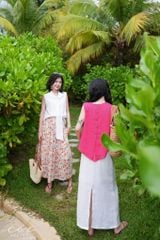 Áo sát nách hàng nút lưng linen tưng premium Cói Design