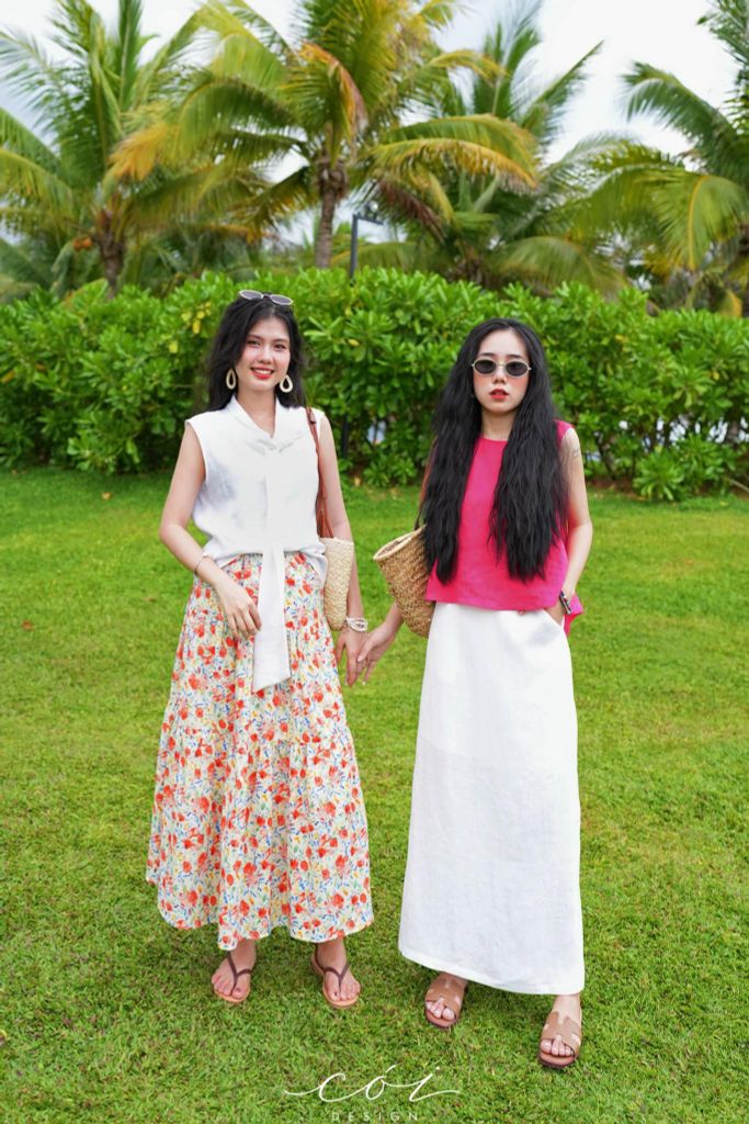 Áo sát nách hàng nút lưng linen tưng premium Cói Design