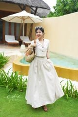 Chân váy xếp nhún linen tưng premium Cói Design