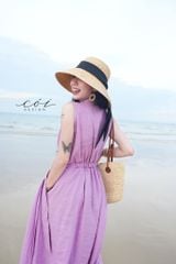 Đầm sát nách xếp nhún Linen tưng premium Cói Design