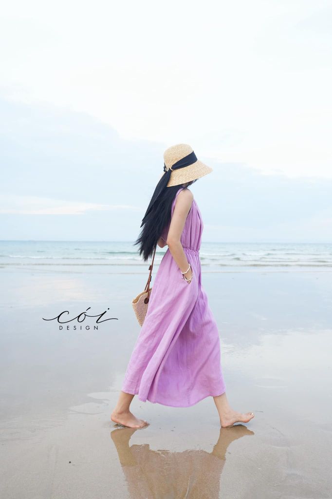 Đầm sát nách xếp nhún Linen tưng premium Cói Design